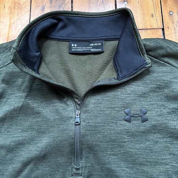 Under Armour Men’s Medium 1/4 Zip Fleece Green Heathered Pullover Activewear - Picture 5 of 11
